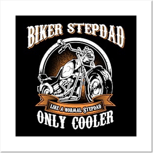 Only Cool Stepdad Rides Motorcycles T Shirt Rider Gift Posters and Art